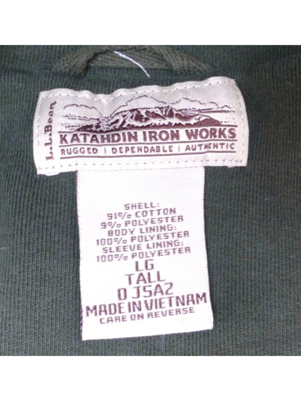 LL Bean Katahdin Iron Works Sherpa Lined Mens Green Full Zip Fleece Jacket LG Ta - Picture 4 of 11